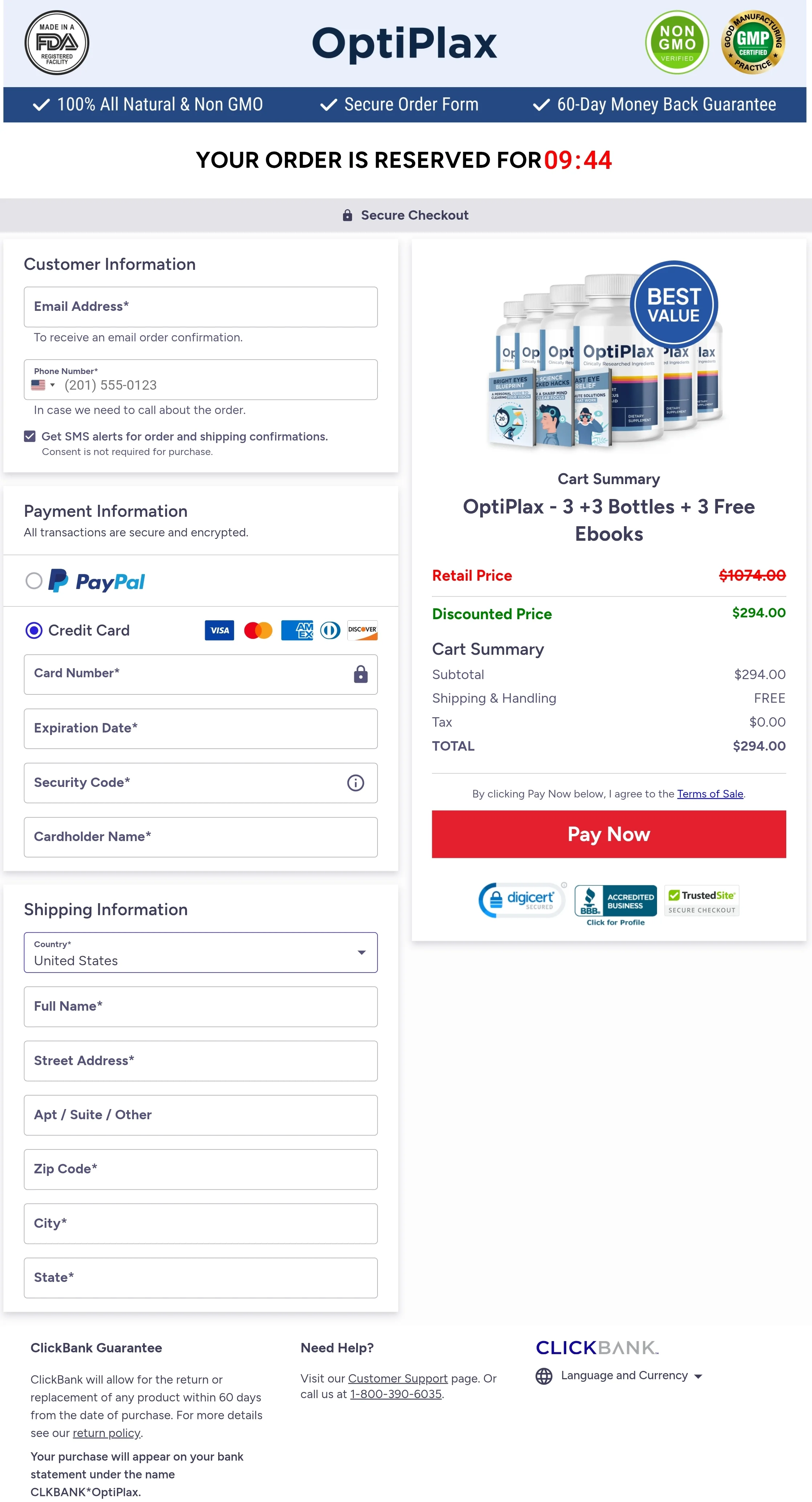 OptiPlax order form